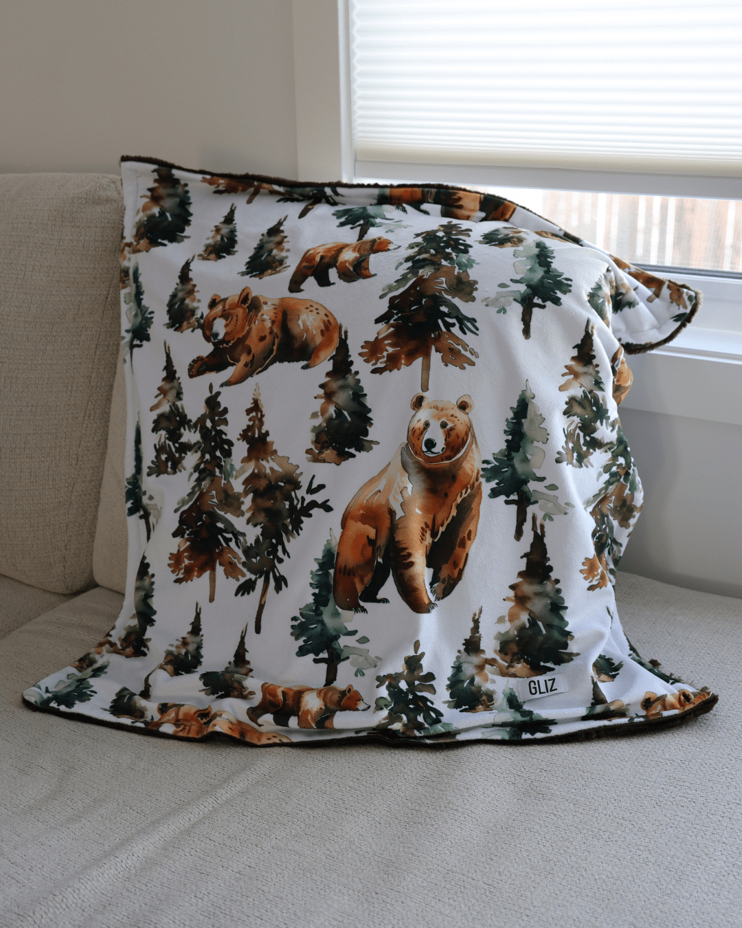 Blankets - Forest Bear Watercolor - Gliz Design