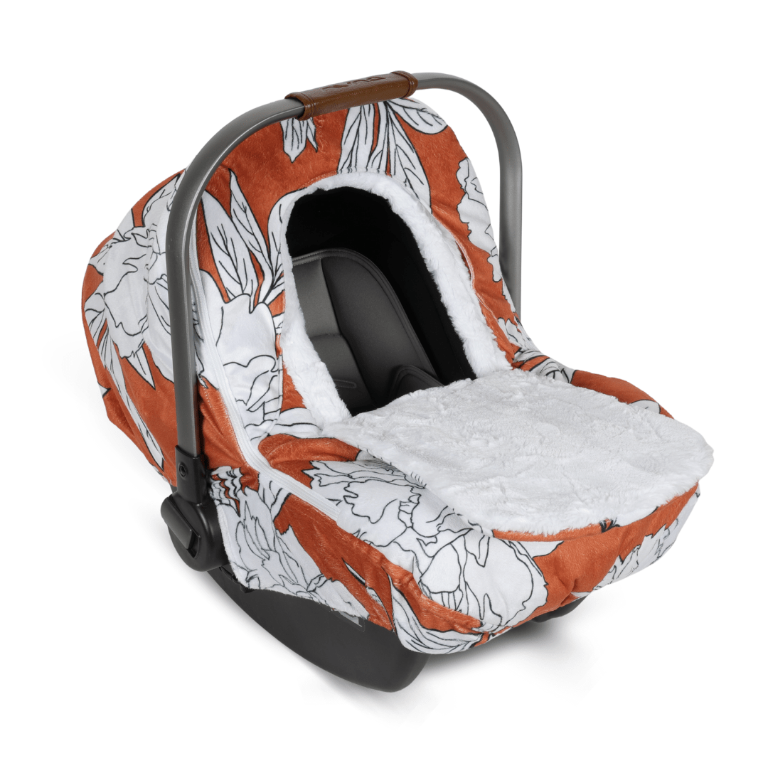 Winter Cover - Peonies Flower (White & Rust) - Gliz Design