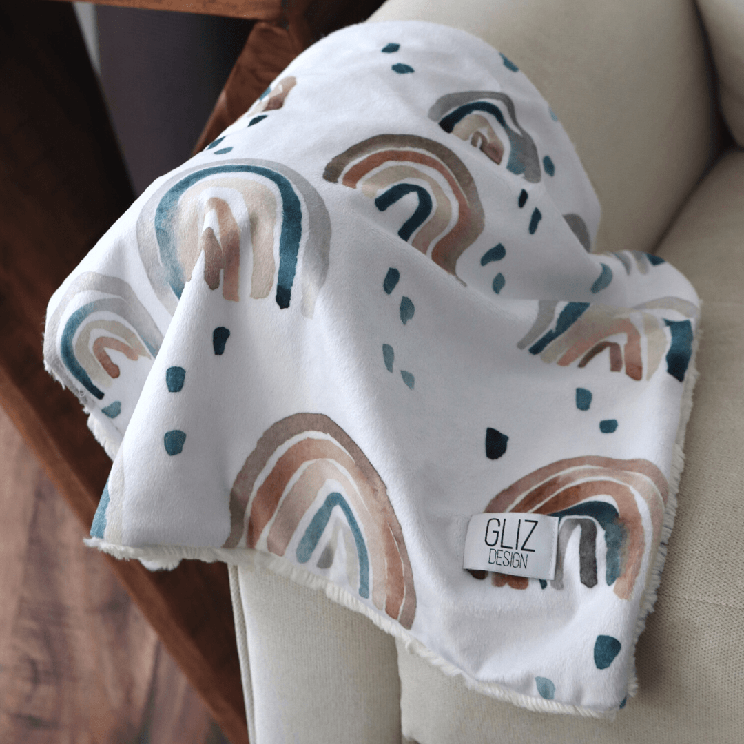 Blankets - Scattered Large Watercolor Rainbows - Gliz Design