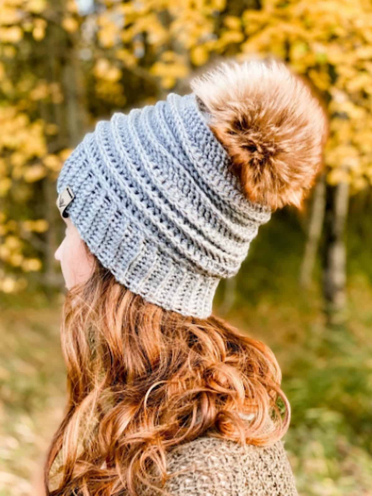 Crochet Faux Fur Pompom Beanie - Cream (All Sizes) - Gliz Design
