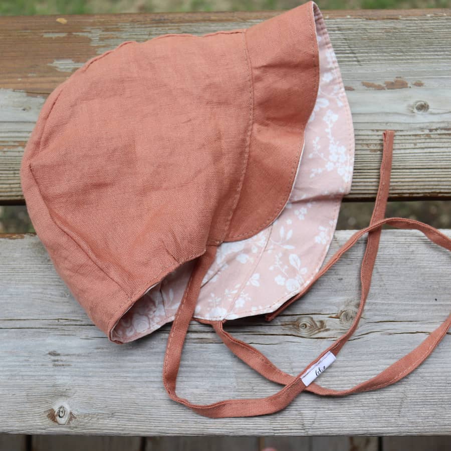 Flare Bonnet - Coral and White Florals - Gliz Design