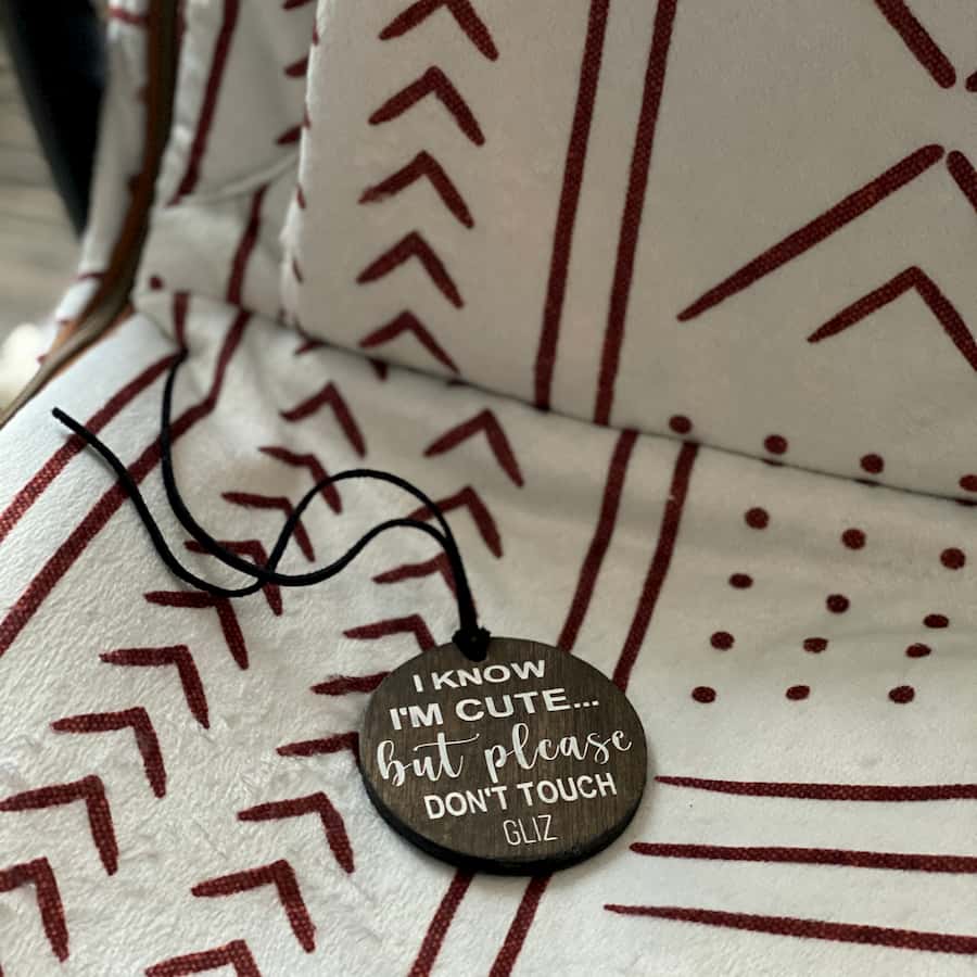 Please Don't Touch Car Seat / Stroller Tag, Dark Brown - Gliz Design