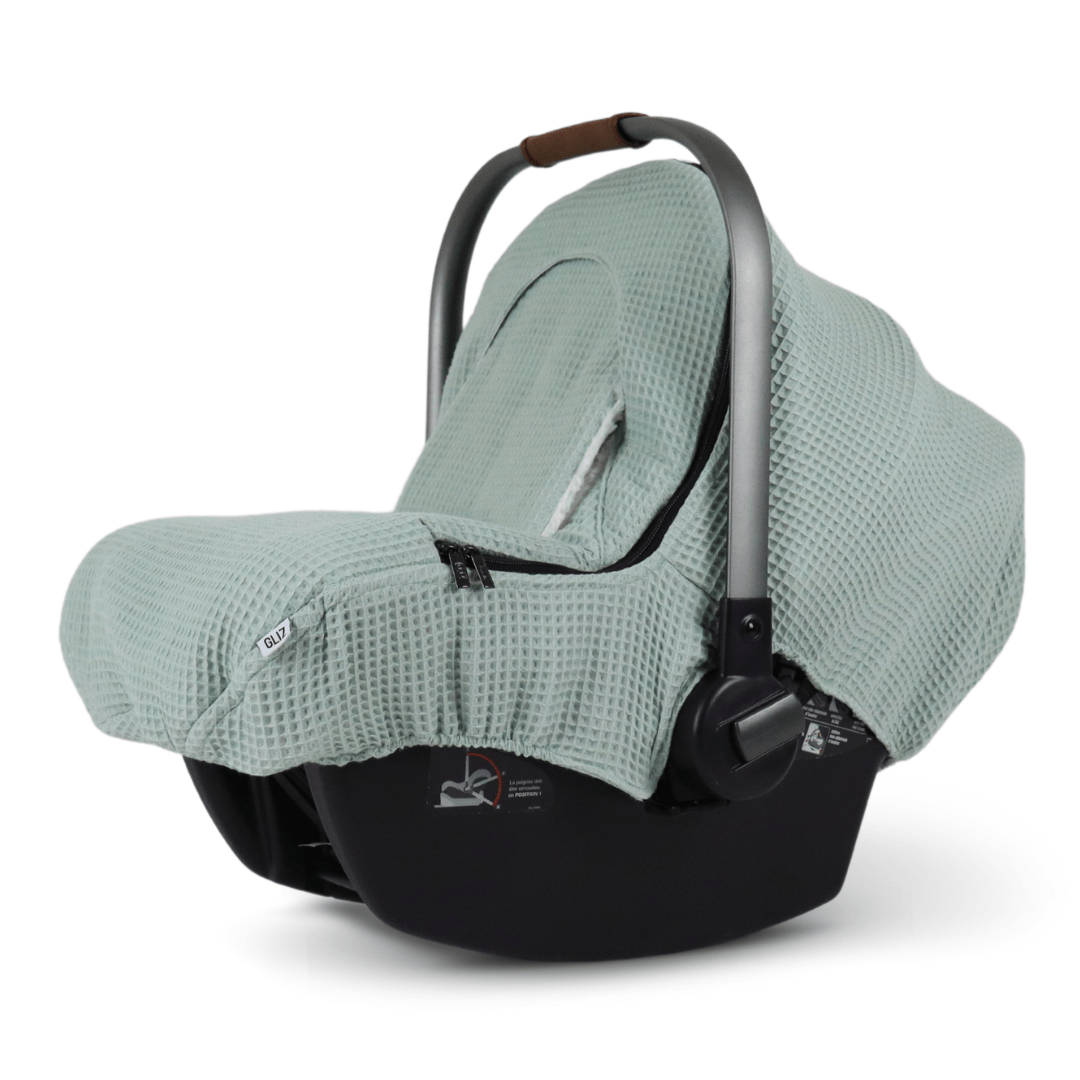 Gliz Design Baby Car Seat Winter Covers Waffle Light Sage