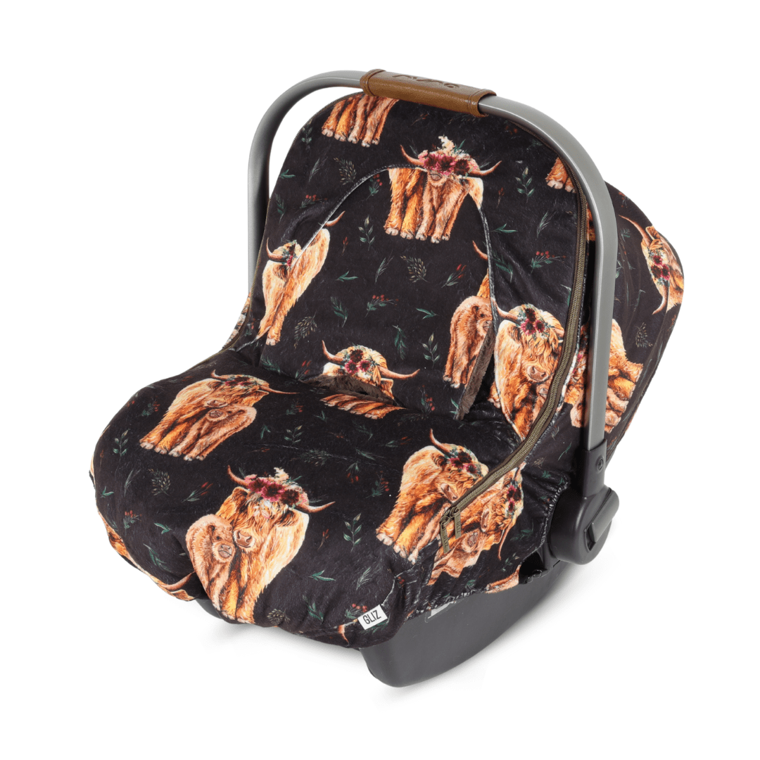 Winter Cover - Highland Cow On Maroon - Gliz Design