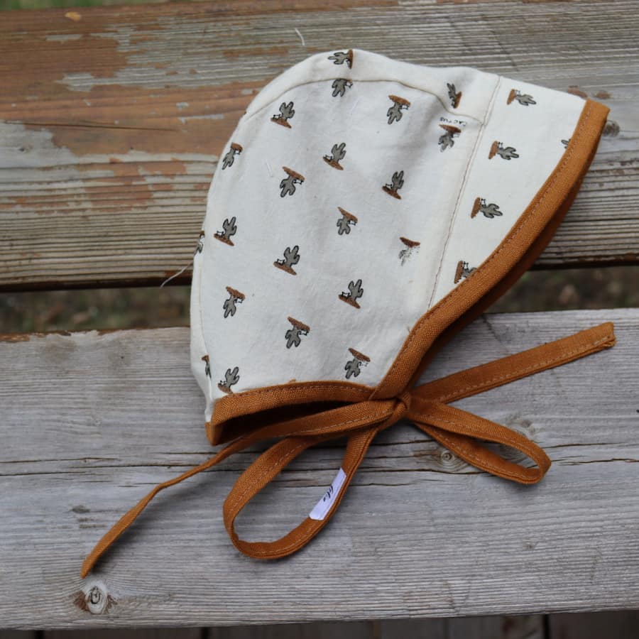 Baby Bonnet - Burnt Orange and Cactuses - Gliz Design