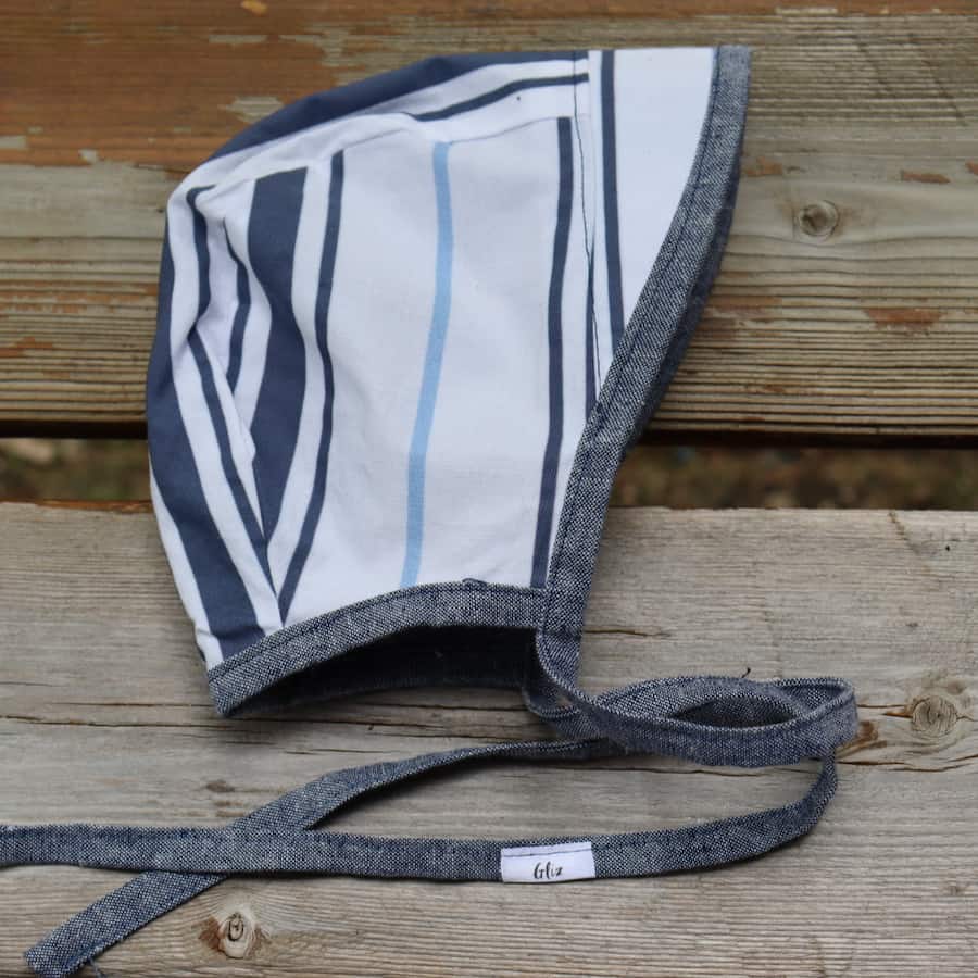 Baby Bonnet - Prairie Denim and Blue Stripes - Gliz Design