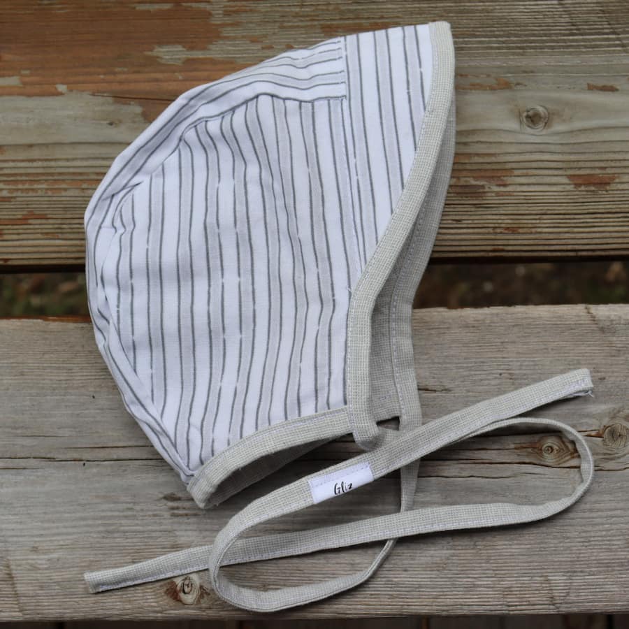 Baby Bonnet - Prairie Green Stripes - Gliz Design