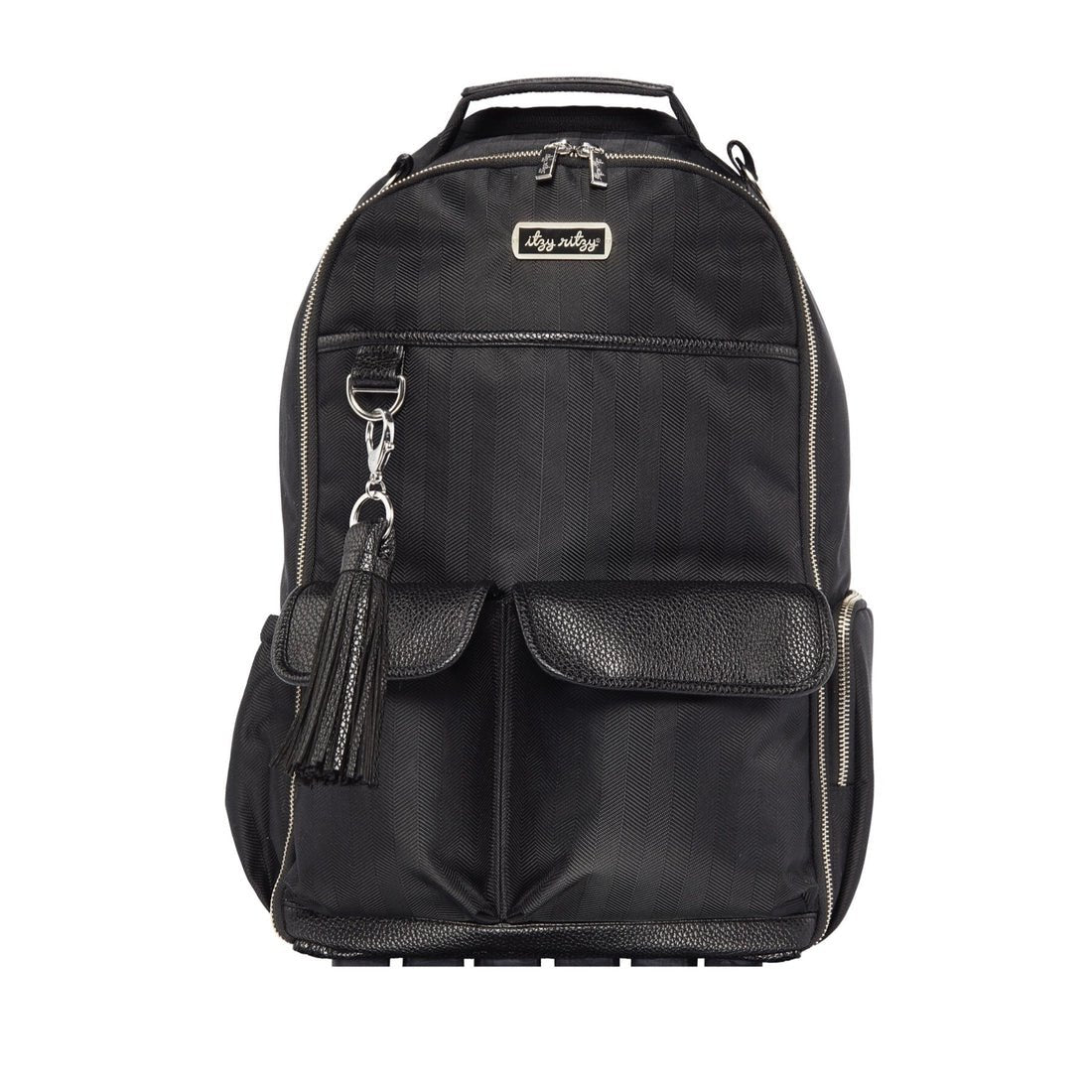 Black Herringbone Boss Backpack™ Diaper Bag - Gliz Design