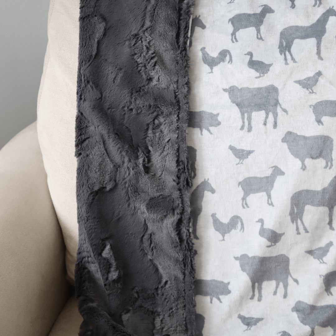 Blankets - Farm Animals (Grey) - Gliz Design