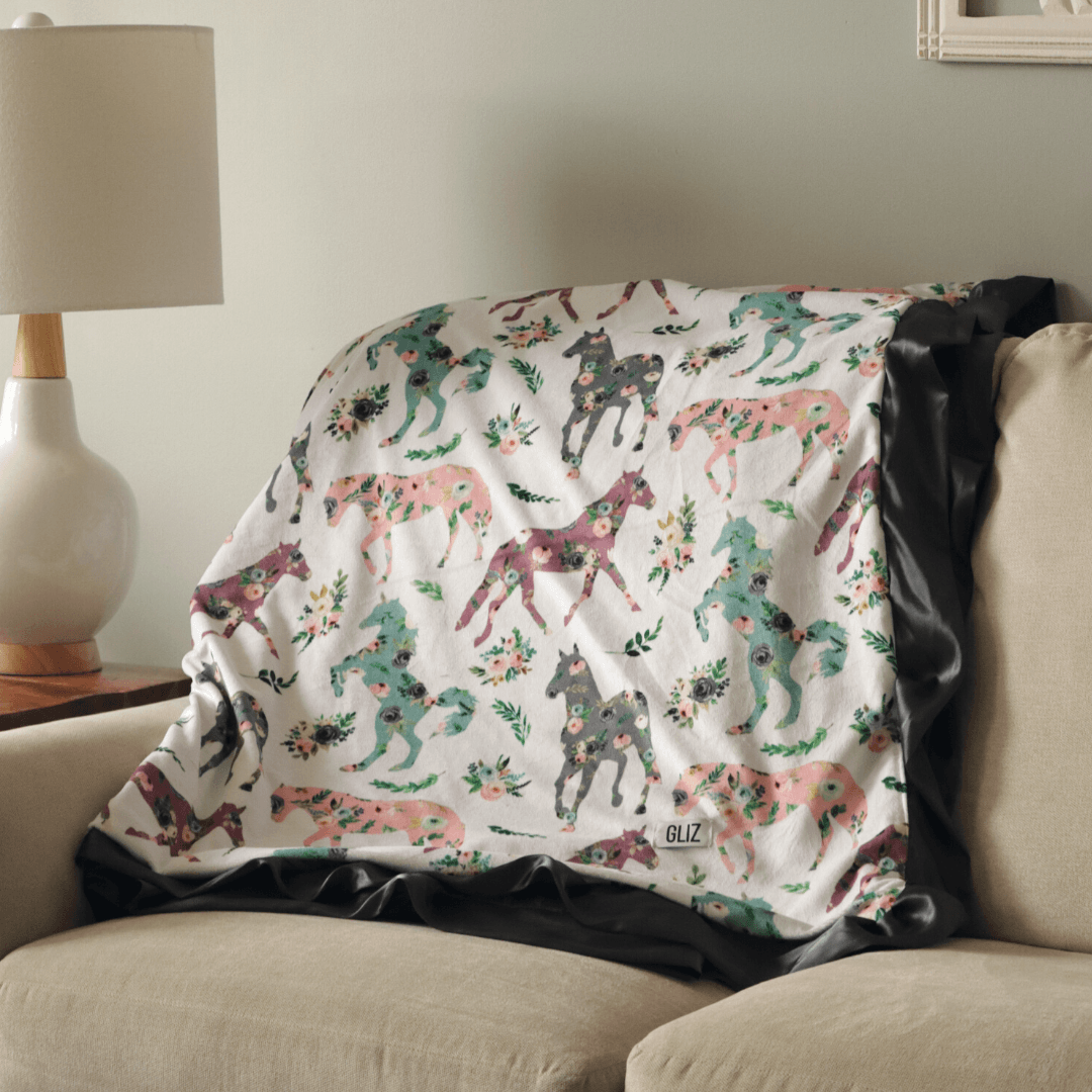 Blankets - Floral Horses - Gliz Design