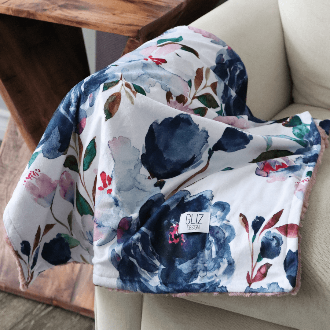 Blankets - Midnight Peonies C - Gliz Design