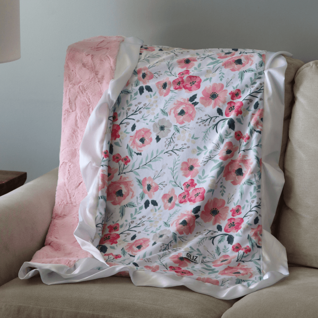 Blankets - Soft Pink Meadow Floral - Gliz Design