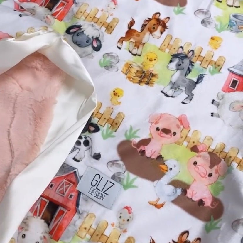 Blankets - Watercolor Farm Animals Baby Nursery - Gliz Design