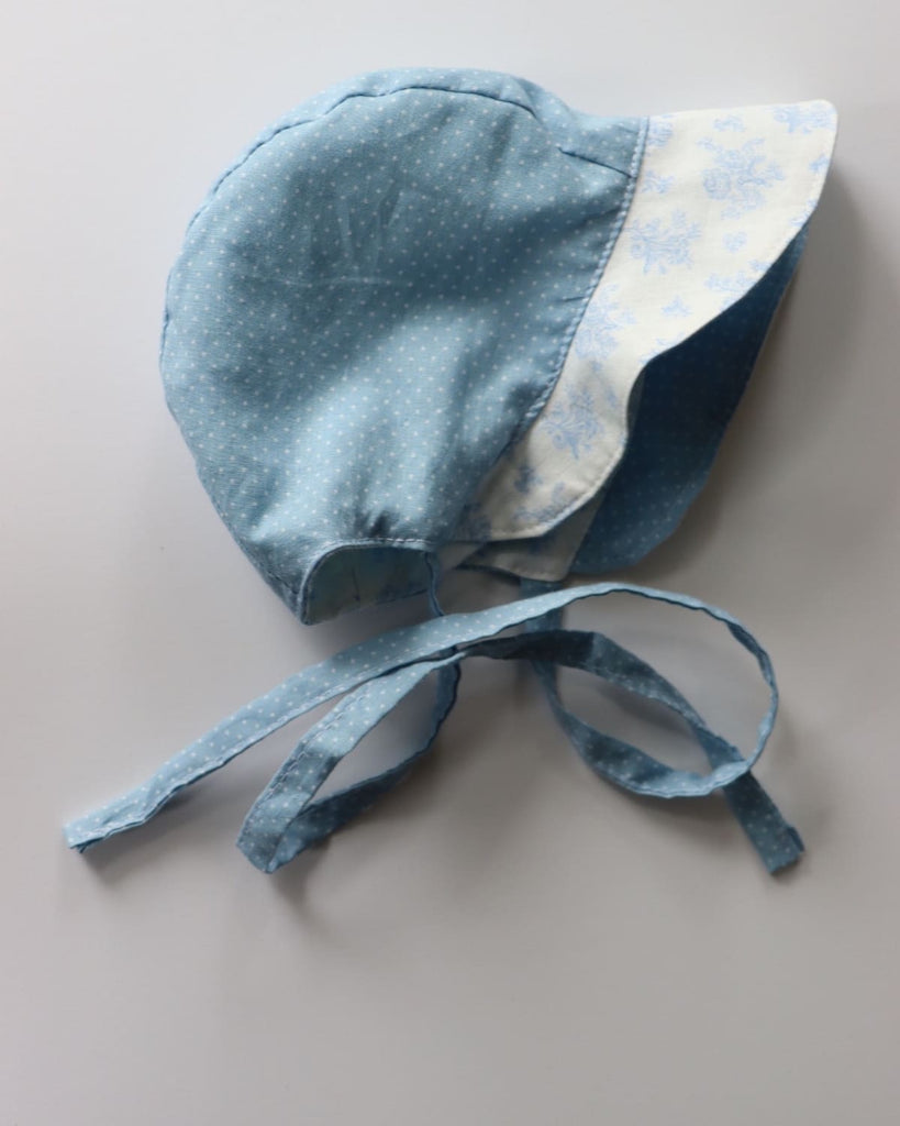 Brim Bonnet - Baby Blue and White Polkadots - Gliz Design