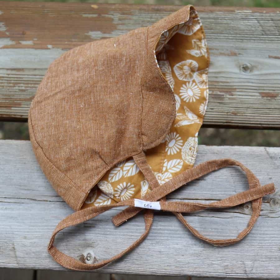 Flare Bonnet - Brown and Mustard Florals - Gliz Design