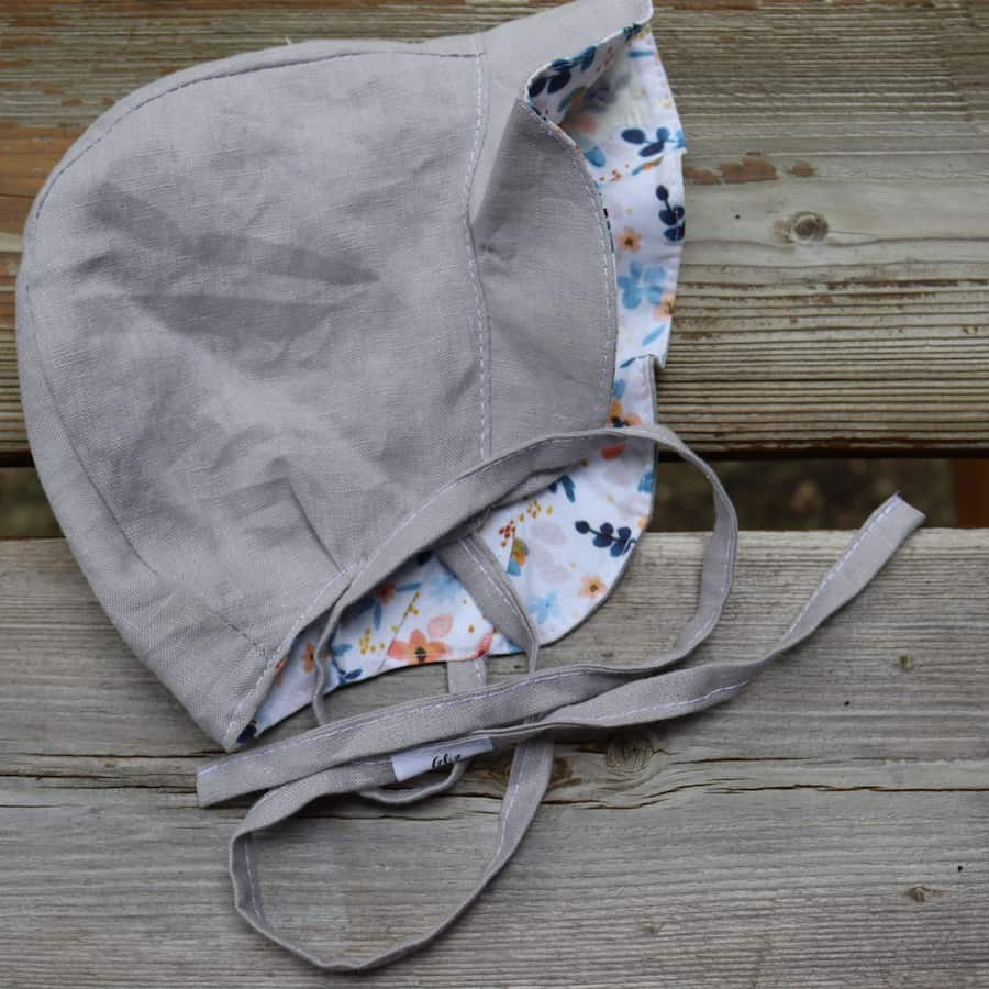 Flare Bonnet - Grey and Bright Mini Florals - Gliz Design