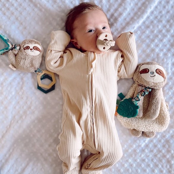 Itzy Lovey™ Sloth Plush with Silicone Teether Toy - Gliz Design