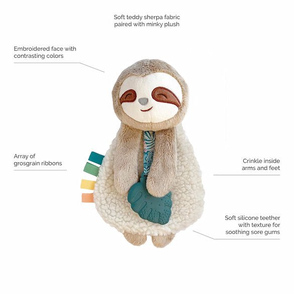 Itzy Lovey™ Sloth Plush with Silicone Teether Toy - Gliz Design