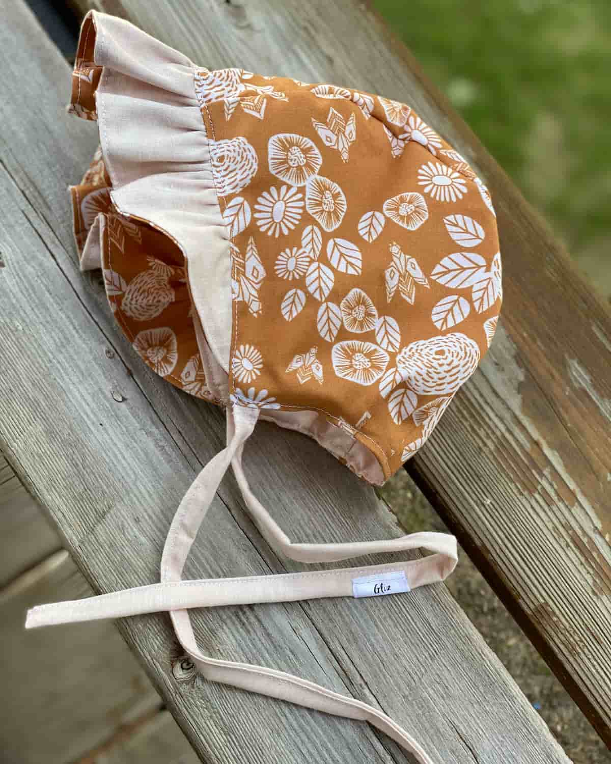 Ruffle Bonnet - Cream Boho Florals - Gliz Design