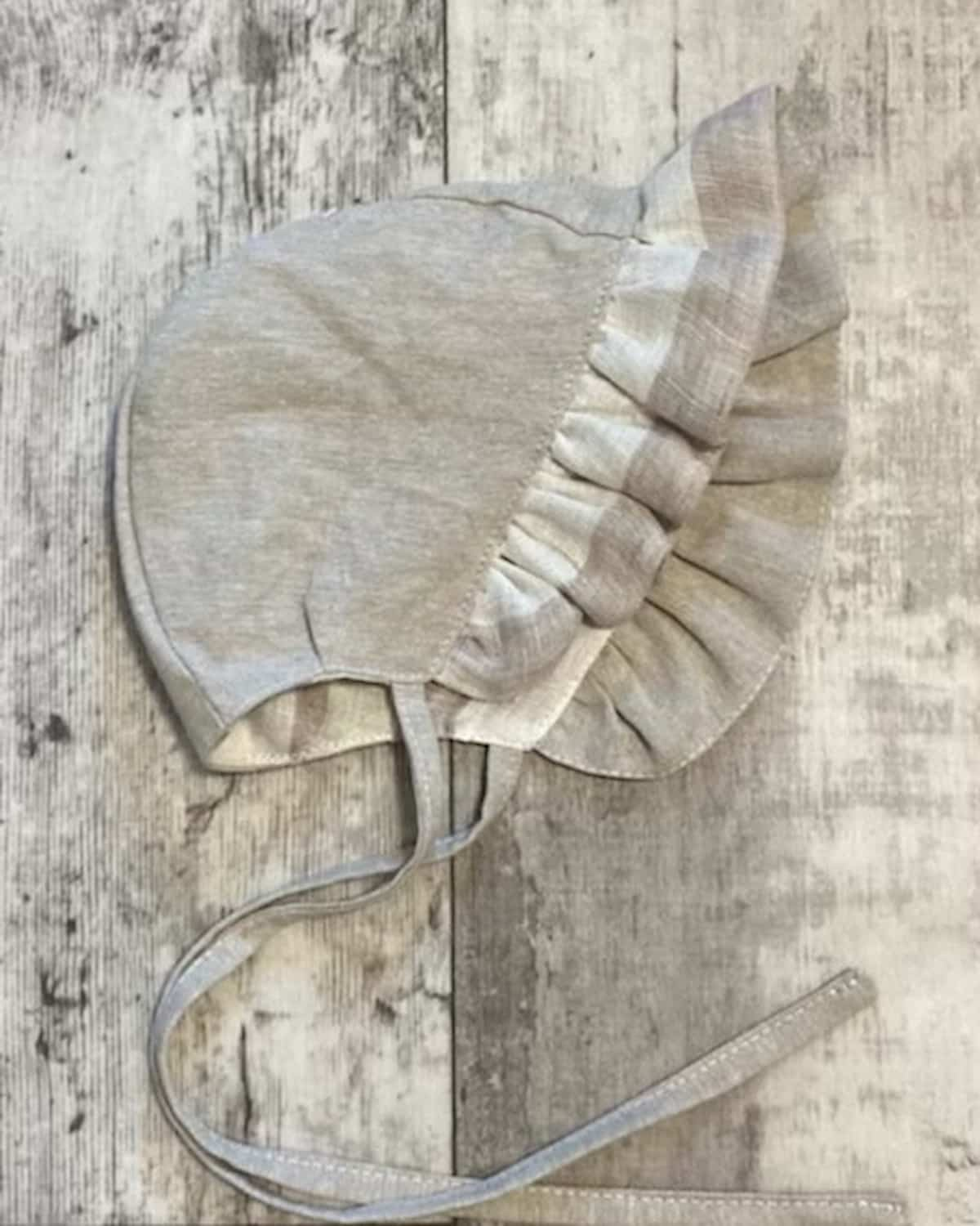 Ruffle Bonnet - Grey and Cream Two - Gliz Design