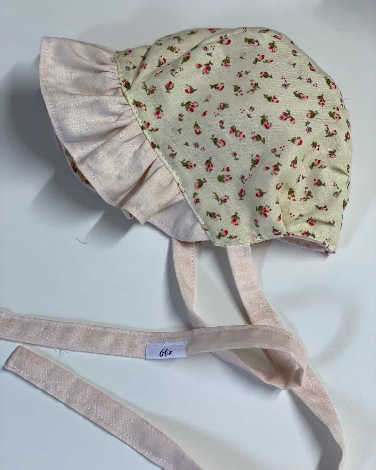 Ruffle Bonnet - Pink and Tiny Florals - Gliz Design