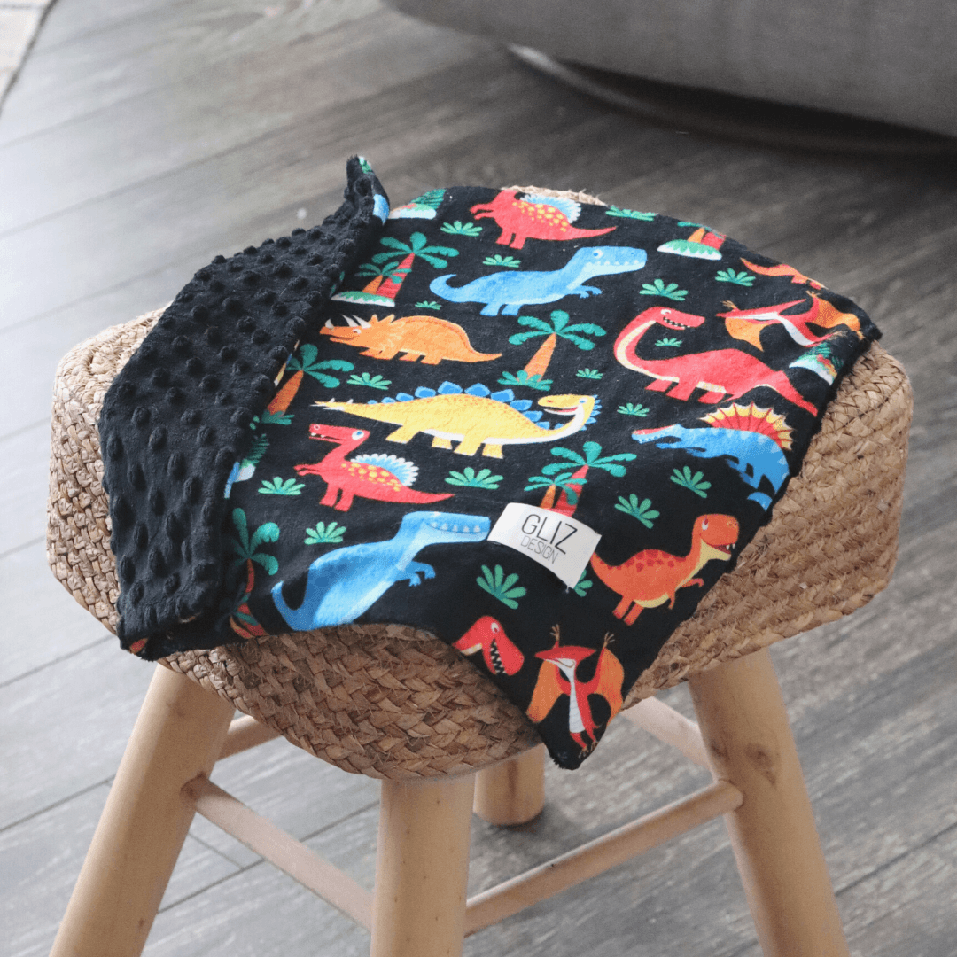 Snuggle Taggie - Dinos - Black - Gliz Design