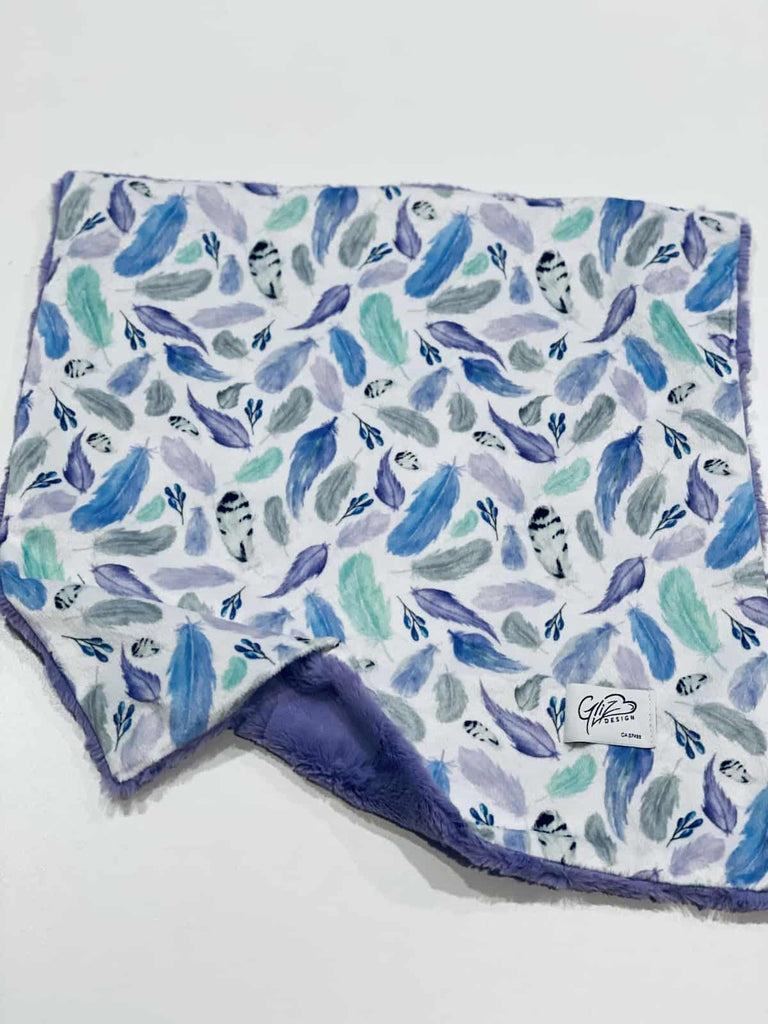 Snuggle Taggie - Purple Feathers - Gliz Design