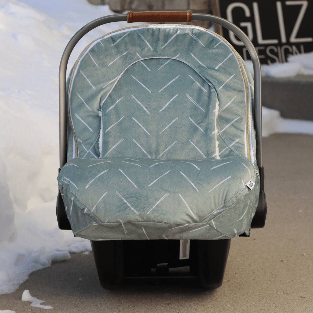 Winter - Freehand Chevron in Sage Green - Gliz Design