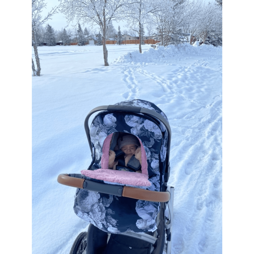 Gliz Design Winter Baby Car Seat Cover Monochrome Peonies