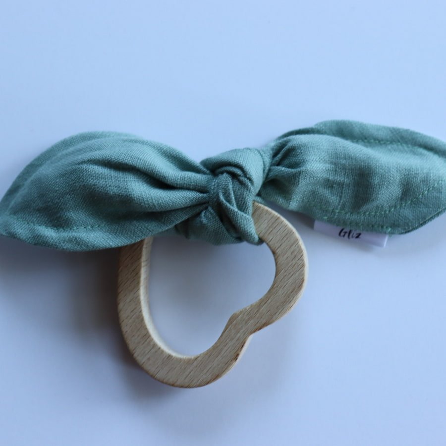 Wooden Teething Ring - Heart Turquoise - Gliz Design
